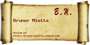 Bruner Mietta névjegykártya